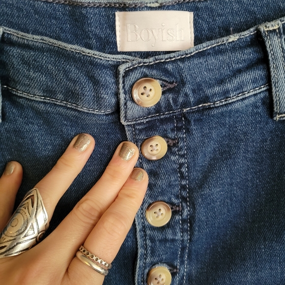 FREE PEOPLE BOYISH The Ricky Denim Stretch High-Rise Flare Jeans Blue - Picture 8 of 11